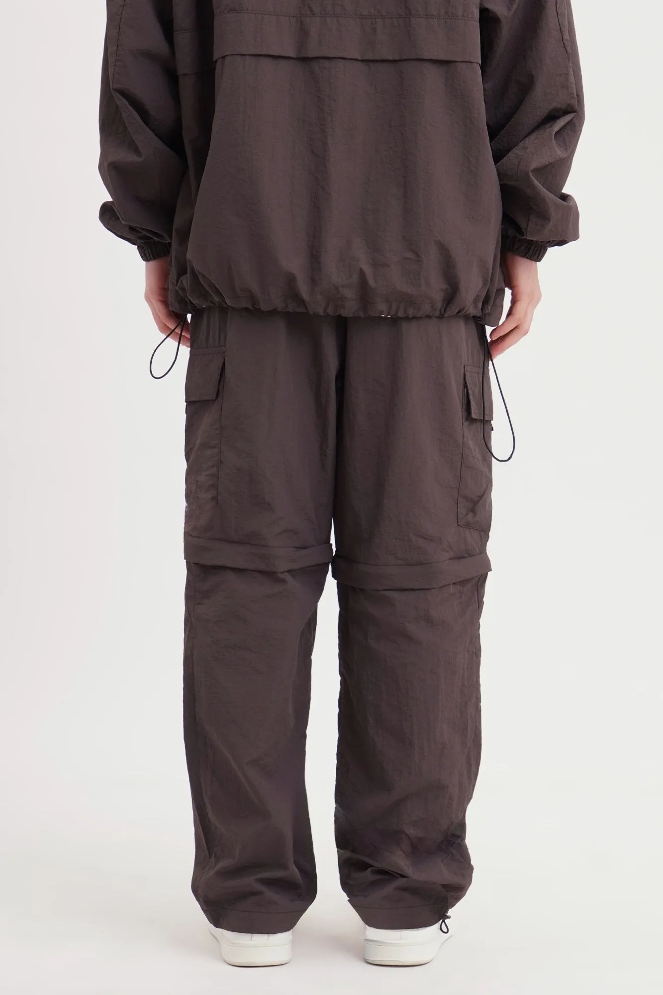 Straight Fit Nylon Pull On Convertible To Shorts Cargo Trousers