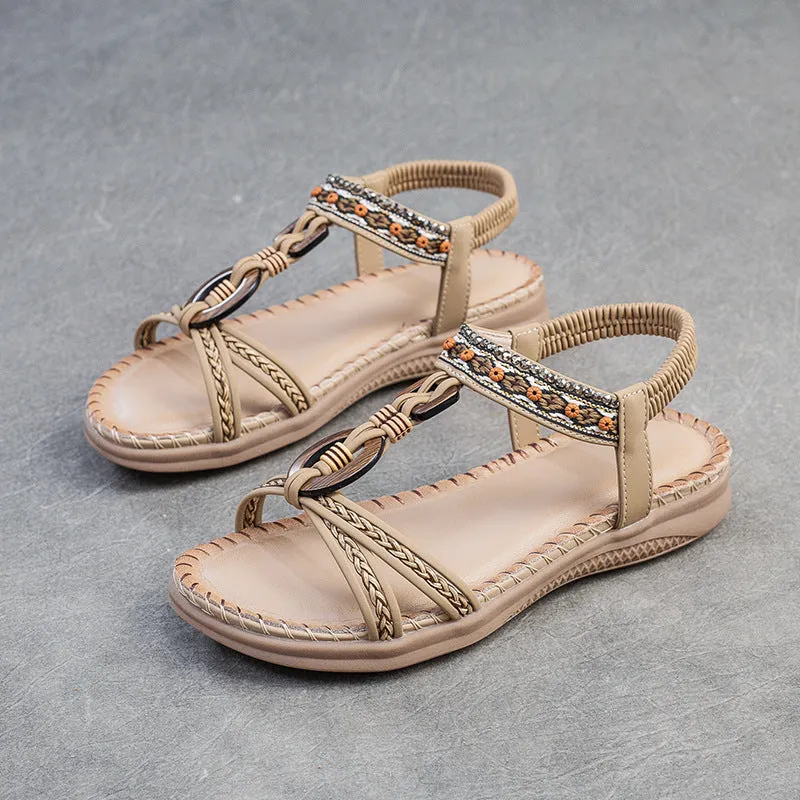 Women Handmade Plaited Summer Beach Sandals