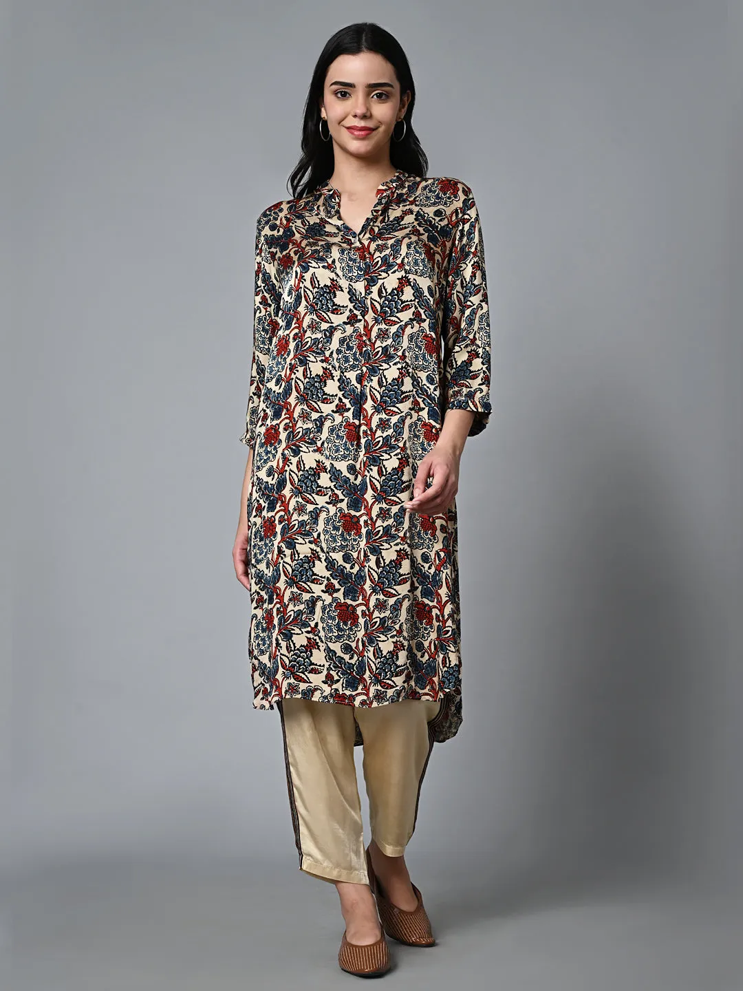 Women's Blue Viscose Modal Regular Fit Kurta