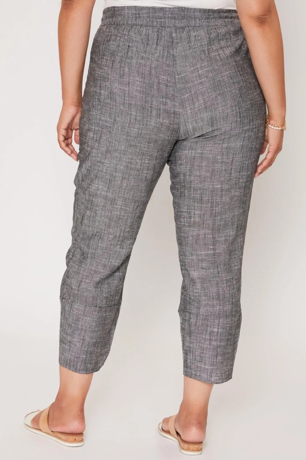 Women's Plus Size Linen Elastic Waist With Tulip Hem Pant