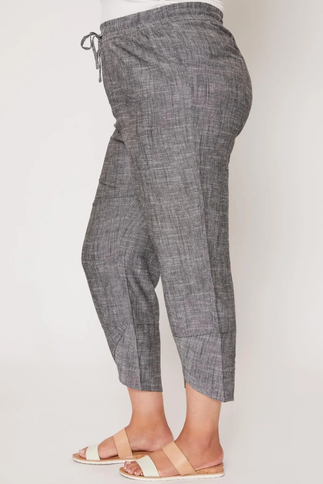 Women's Plus Size Linen Elastic Waist With Tulip Hem Pant