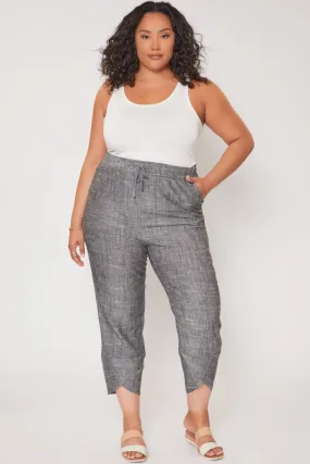 Women's Plus Size Linen Elastic Waist With Tulip Hem Pant